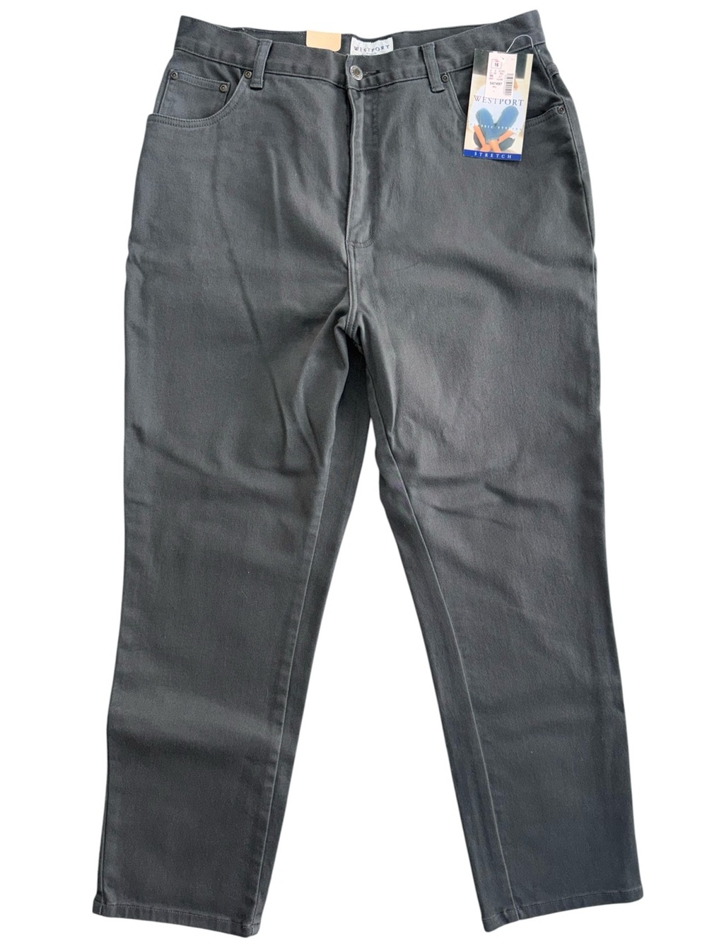 Westport Gray Straight Leg Jeans Womens 16 Short High Rise Stretch NWT Comfy Fit